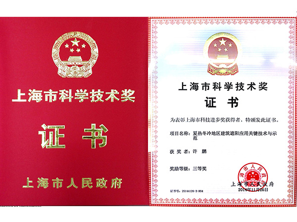 上海市科学技术奖三等奖